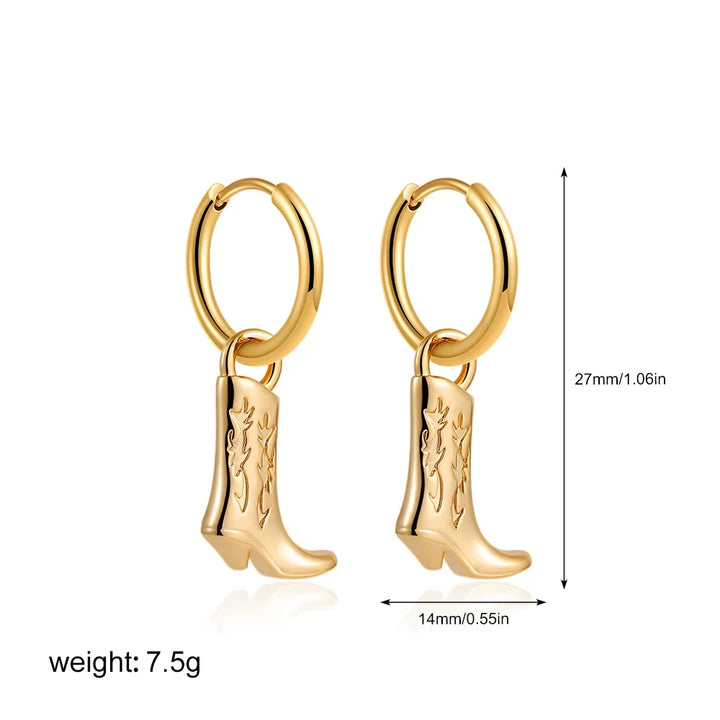 316 Stainless Steel Waterproof Denim Boots Pendant Necklace Cool Cowgirl Cowboy Boot Hat 18K Gold Plated Collar Necklaces Gifts 8