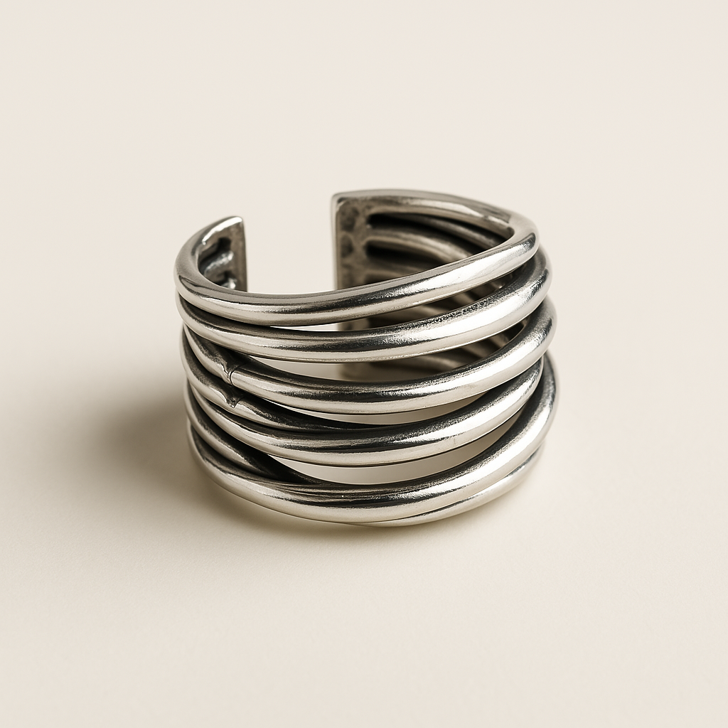 925 Sterling Silver Adjustable Layered Ring 1