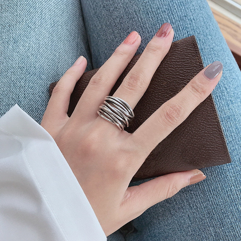 925 Sterling Silver Adjustable Layered Ring 2