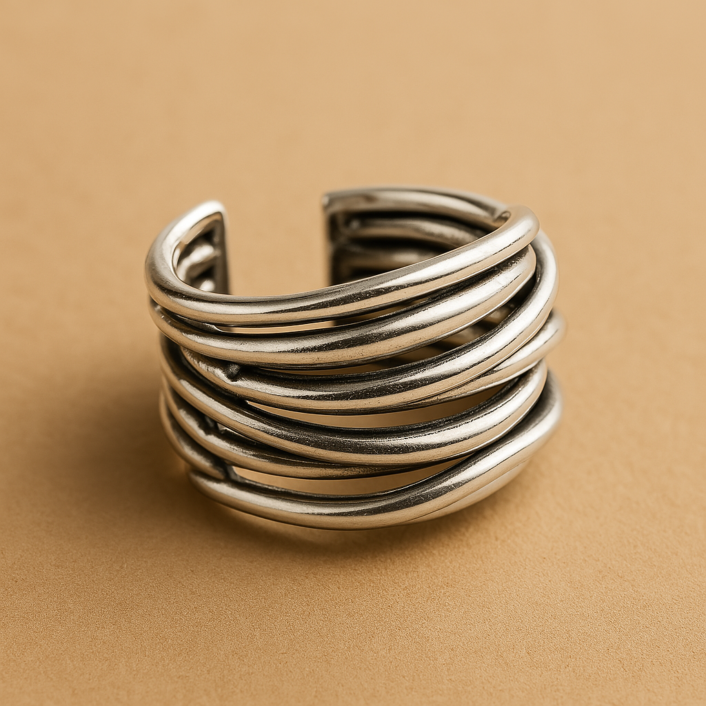 925 Sterling Silver Adjustable Layered Ring 5