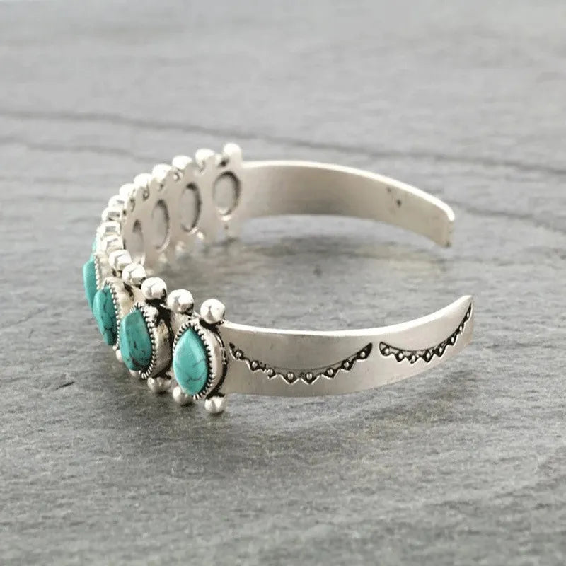 Artificial Turquoise Alloy Open Bracelet 1