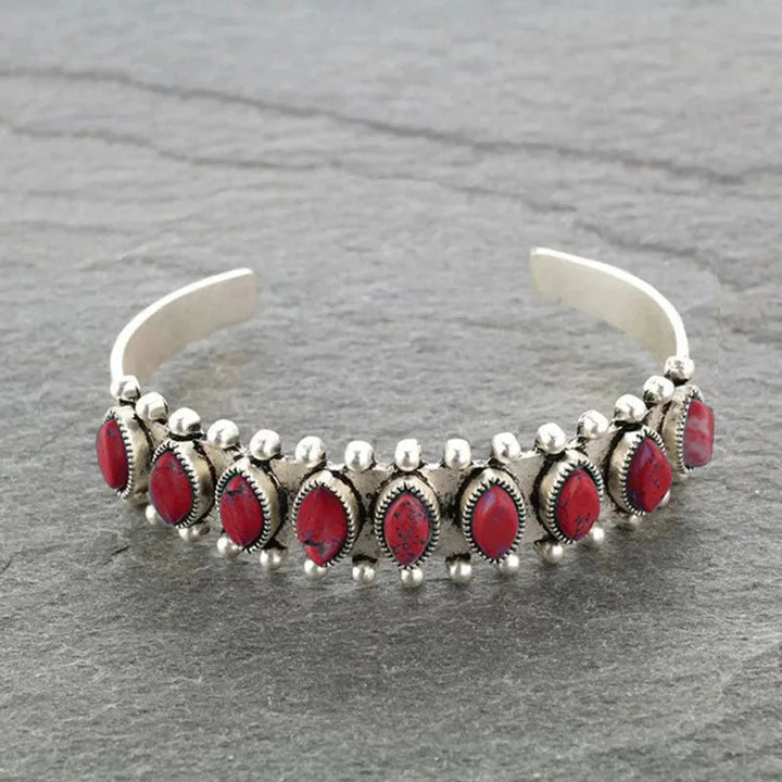 Artificial Turquoise Alloy Open Bracelet 2