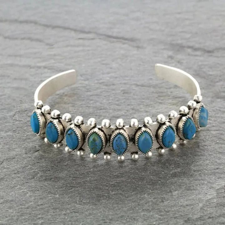 Artificial Turquoise Alloy Open Bracelet 3