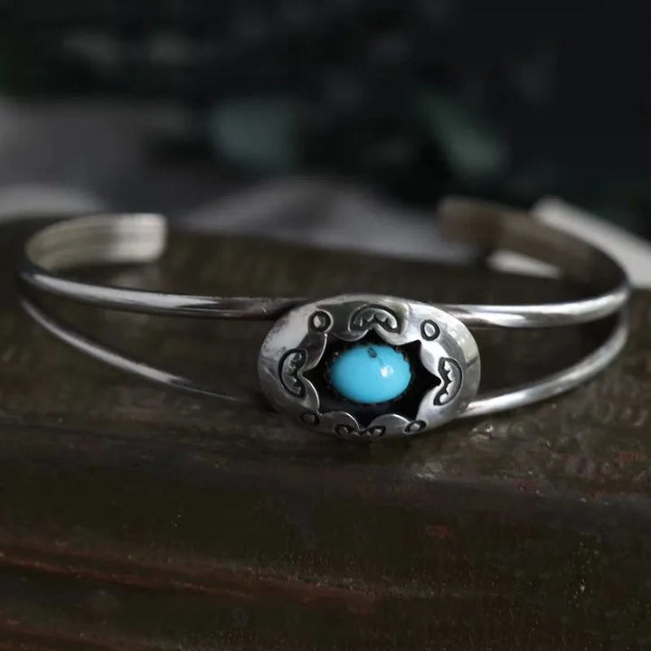 Artificial Turquoise Alloy Open Bracelet 6