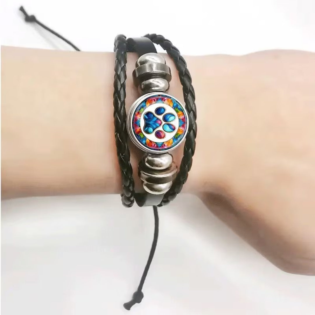 Artisan Braided Leather Paw Bracelet 1