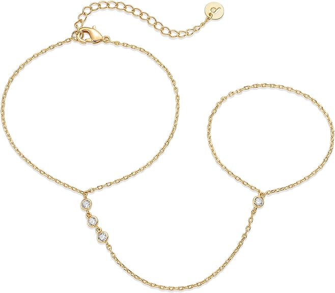 Beaded Handchain Bracelet | Gold 0