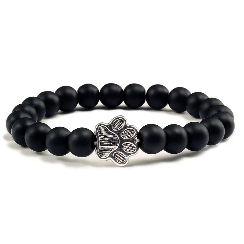 Beaded Paw Bracelet – Natural Stone Design 10