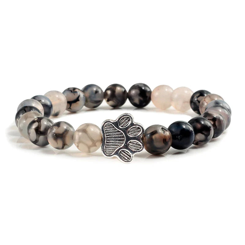 Beaded Paw Bracelet – Natural Stone Design 12