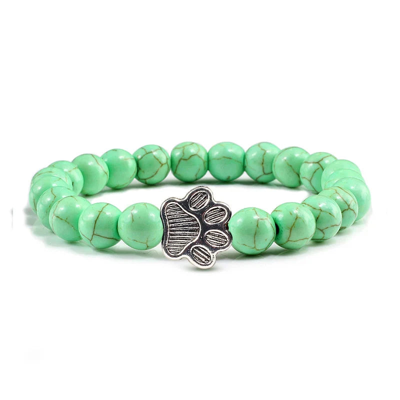 Beaded Paw Bracelet – Natural Stone Design 14