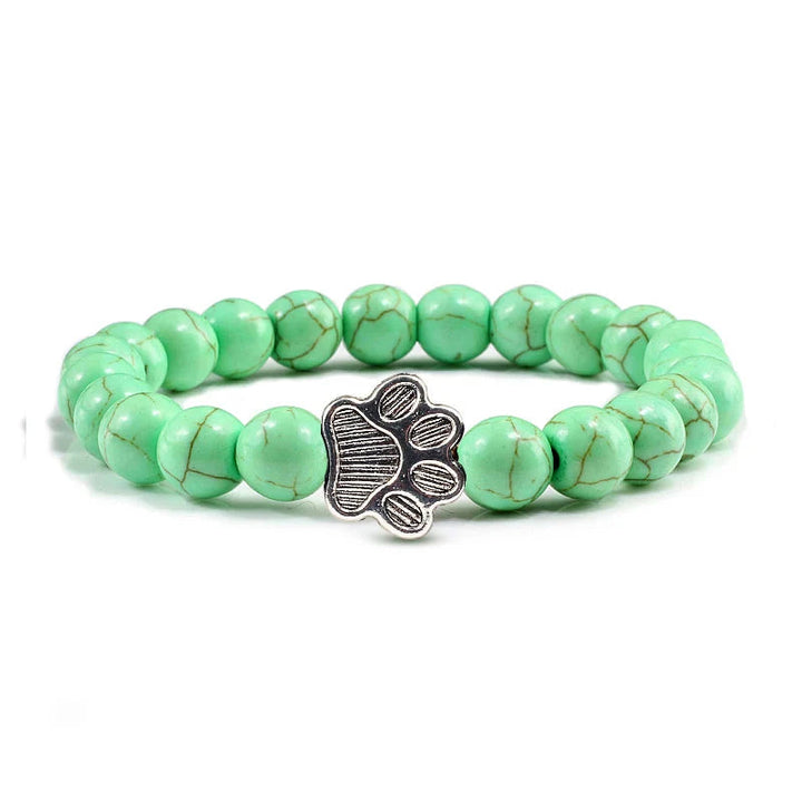 Beaded Paw Bracelet – Natural Stone Design 14