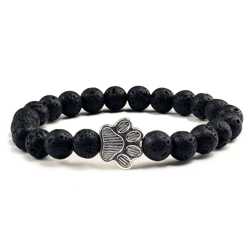 Beaded Paw Bracelet – Natural Stone Design 15