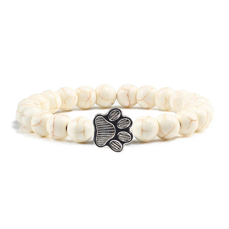 Beaded Paw Bracelet – Natural Stone Design 17