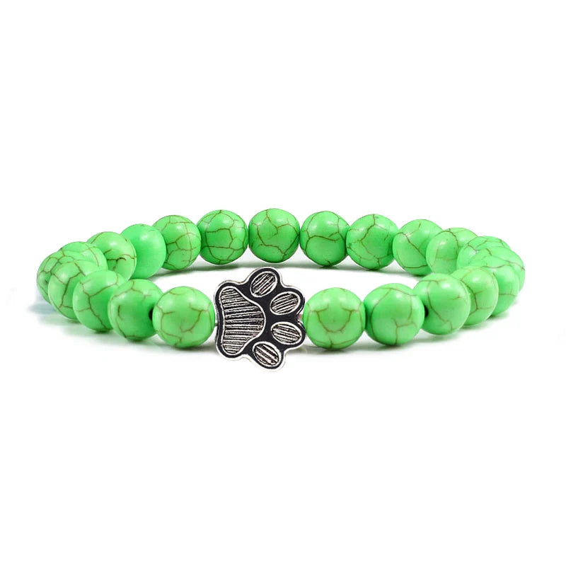 Beaded Paw Bracelet – Natural Stone Design 8