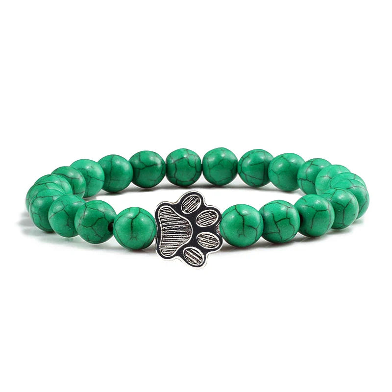 Beaded Paw Bracelet – Natural Stone Design 9
