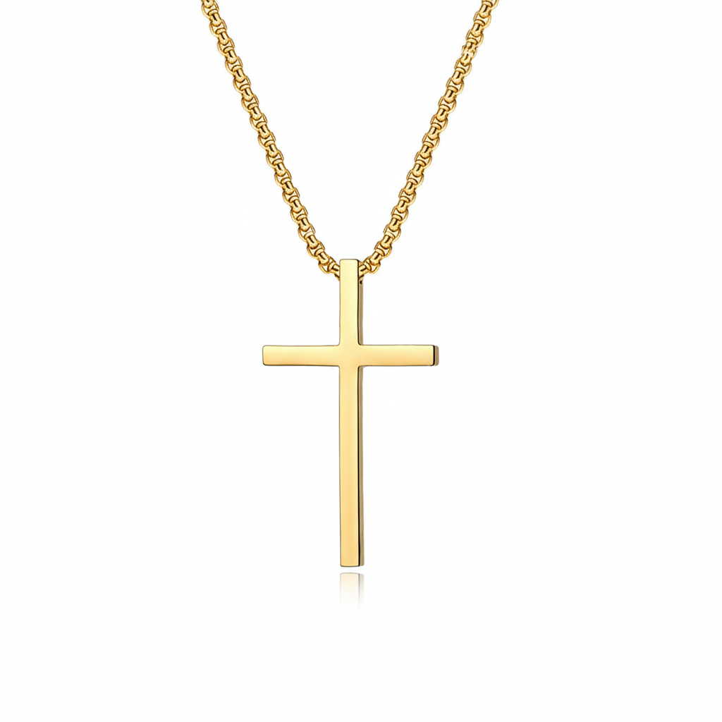Bezel Cross Necklace | Gold 0