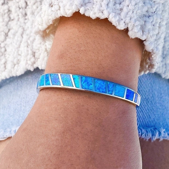 Blue and Silver Opal Bracelet 2