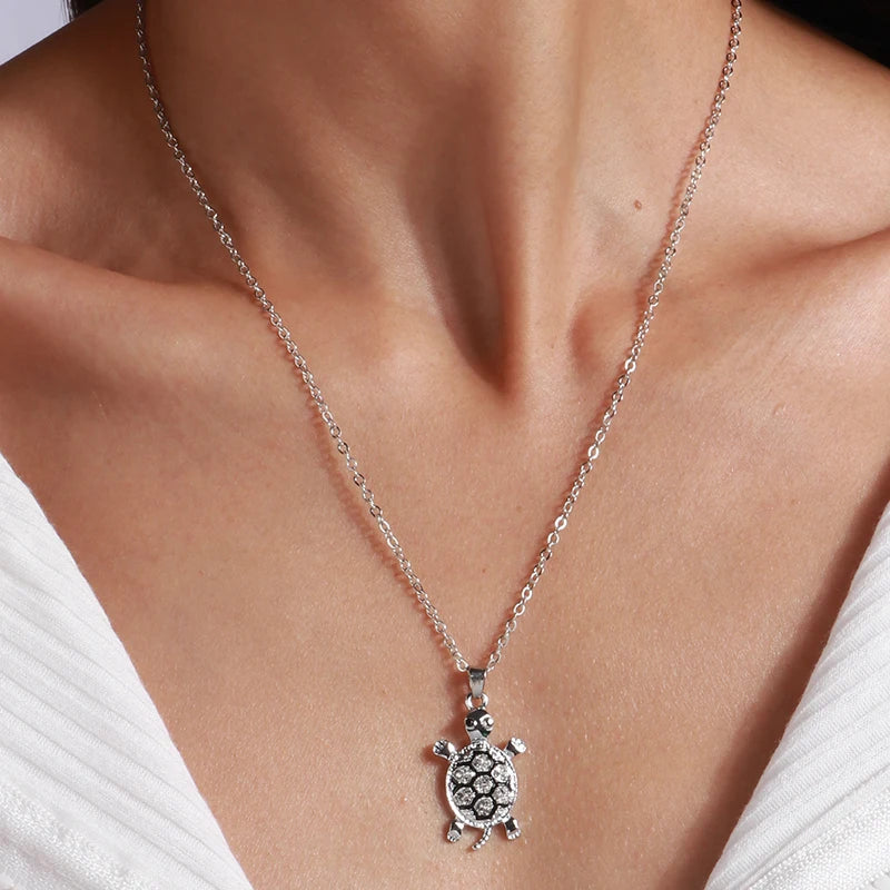 Cartoon Crystal Turtle Necklace for Women Girls Party Festival Jewelry Decoration 1