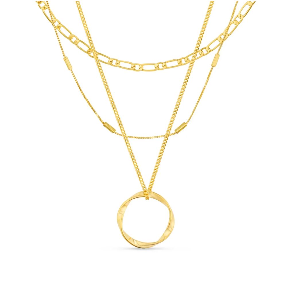 Classic Three Row Gold Necklace 0