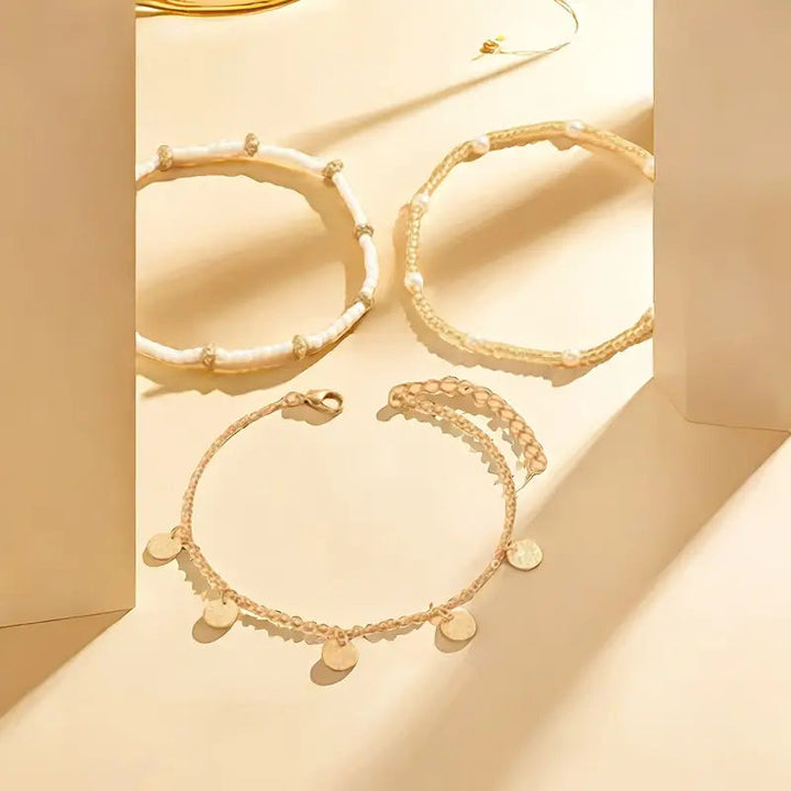 Coastal Charm 3-Piece Layered Anklet Set | Gold 2