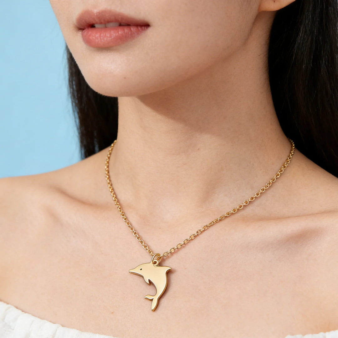 Cute Dolphin Whale Octopus Pendant Necklaces for Women Stainless Steel Marine Animals Charms Neck Chain Choker Fashion Jewelry 1