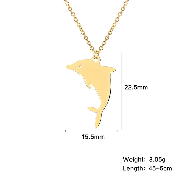 Cute Dolphin Whale Octopus Pendant Necklaces for Women Stainless Steel Marine Animals Charms Neck Chain Choker Fashion Jewelry 10