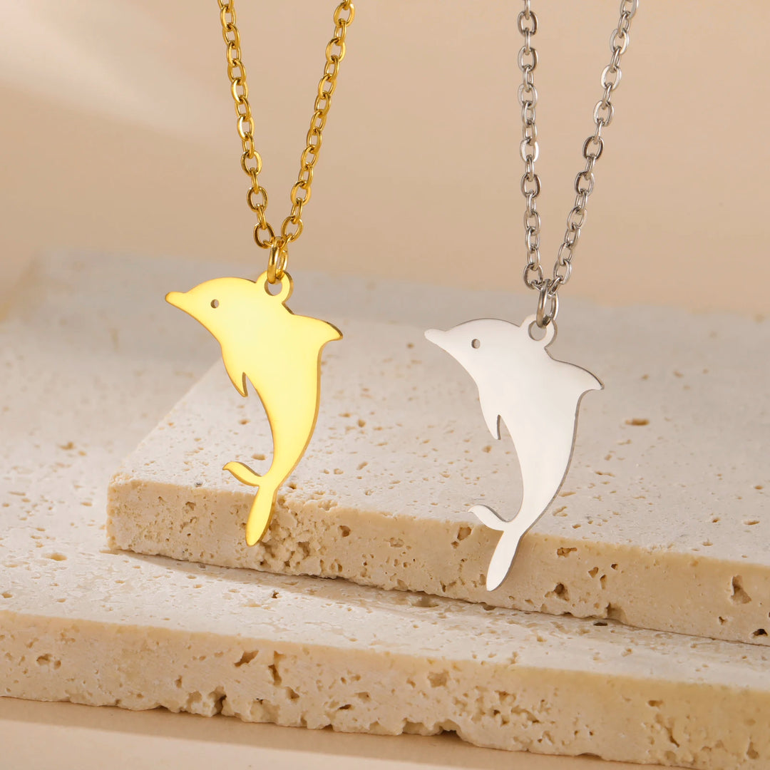 Cute Dolphin Whale Octopus Pendant Necklaces for Women Stainless Steel Marine Animals Charms Neck Chain Choker Fashion Jewelry 2