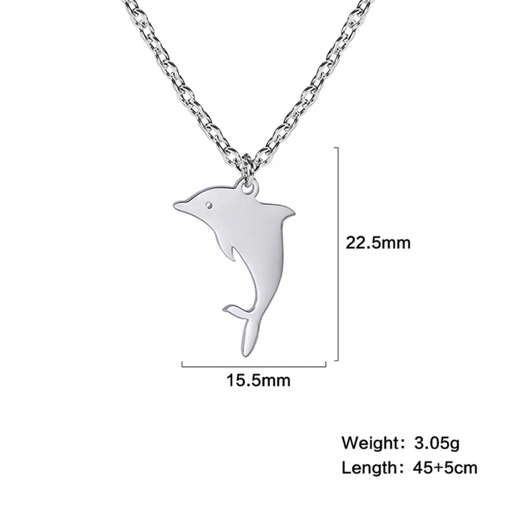 Cute Dolphin Whale Octopus Pendant Necklaces for Women Stainless Steel Marine Animals Charms Neck Chain Choker Fashion Jewelry 8