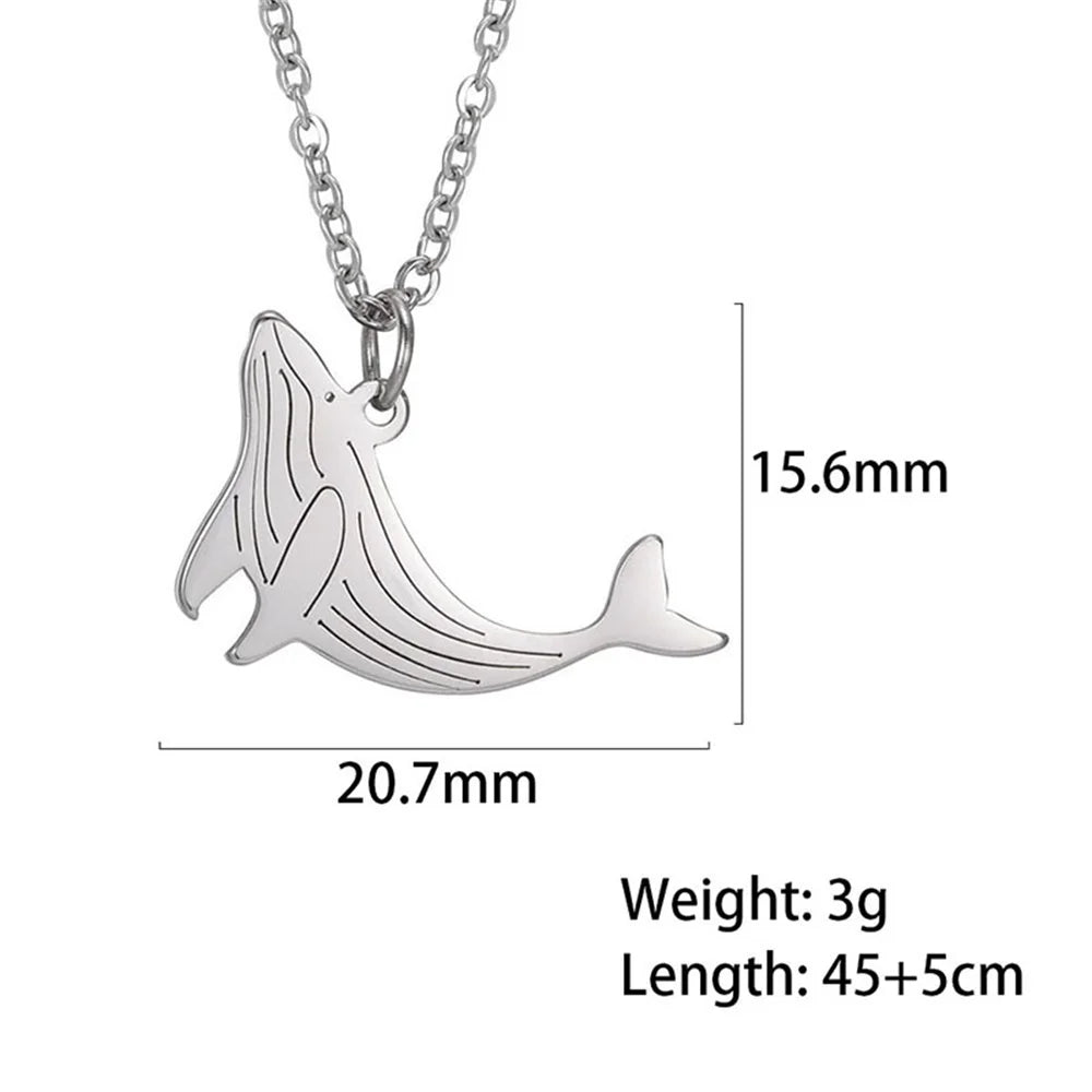 Cute Dolphin Whale Octopus Pendant Necklaces for Women Stainless Steel Marine Animals Charms Neck Chain Choker Fashion Jewelry 9