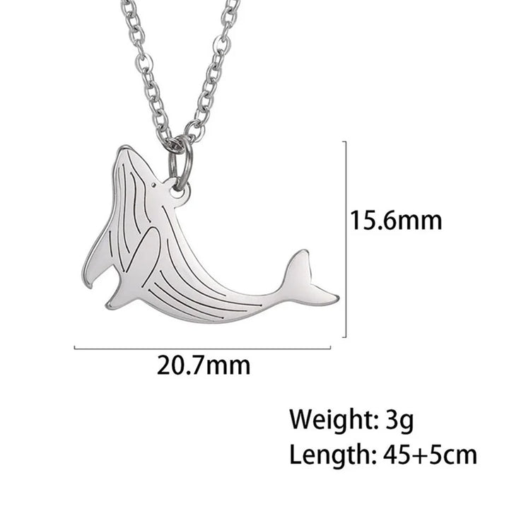 Cute Dolphin Whale Octopus Pendant Necklaces for Women Stainless Steel Marine Animals Charms Neck Chain Choker Fashion Jewelry 9