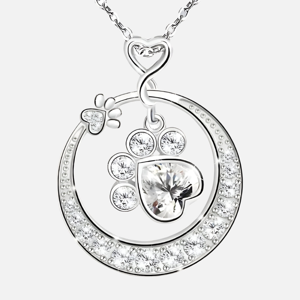 Cute Paw Print Necklace in 925 Sterling Silver with Cubic Zirconia 4