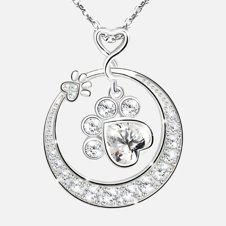 Cute Paw Print Necklace in 925 Sterling Silver with Cubic Zirconia 4
