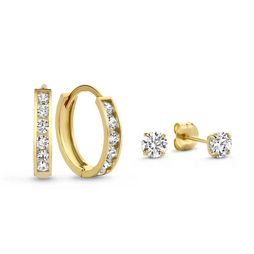 Dara Brillane Stone Earrings Set | Gold 0