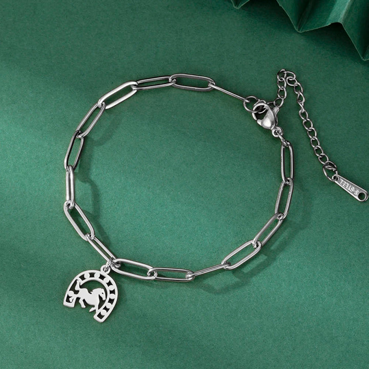 Dawapara Lucky Horseshoe Bracelet Stainless Steel Horseshoes Charm Bracelet for Men Women Equestrian Gifts for Horse Lovers 6