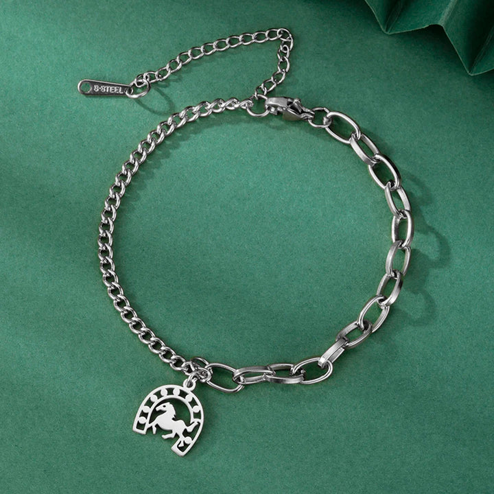 Dawapara Lucky Horseshoe Bracelet Stainless Steel Horseshoes Charm Bracelet for Men Women Equestrian Gifts for Horse Lovers 7