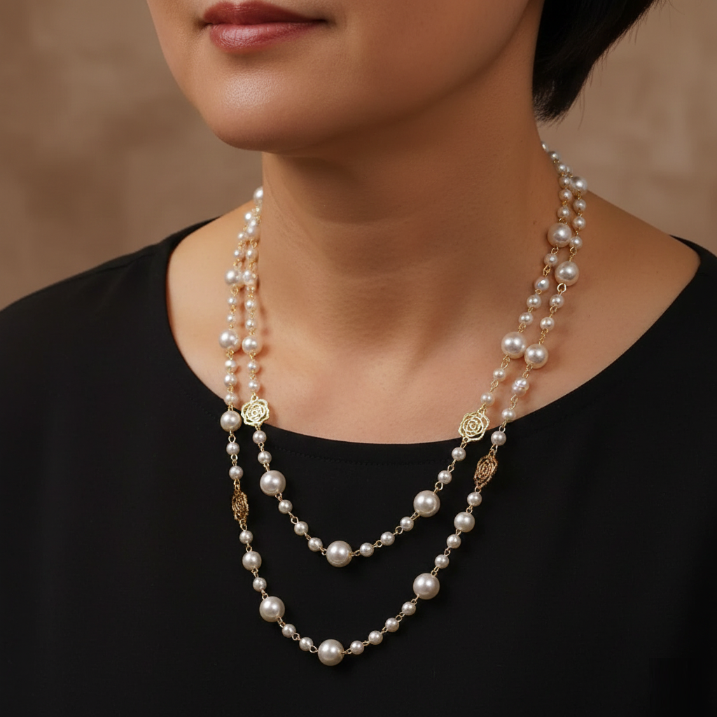 Elegant Gold Necklace with Pearl 1