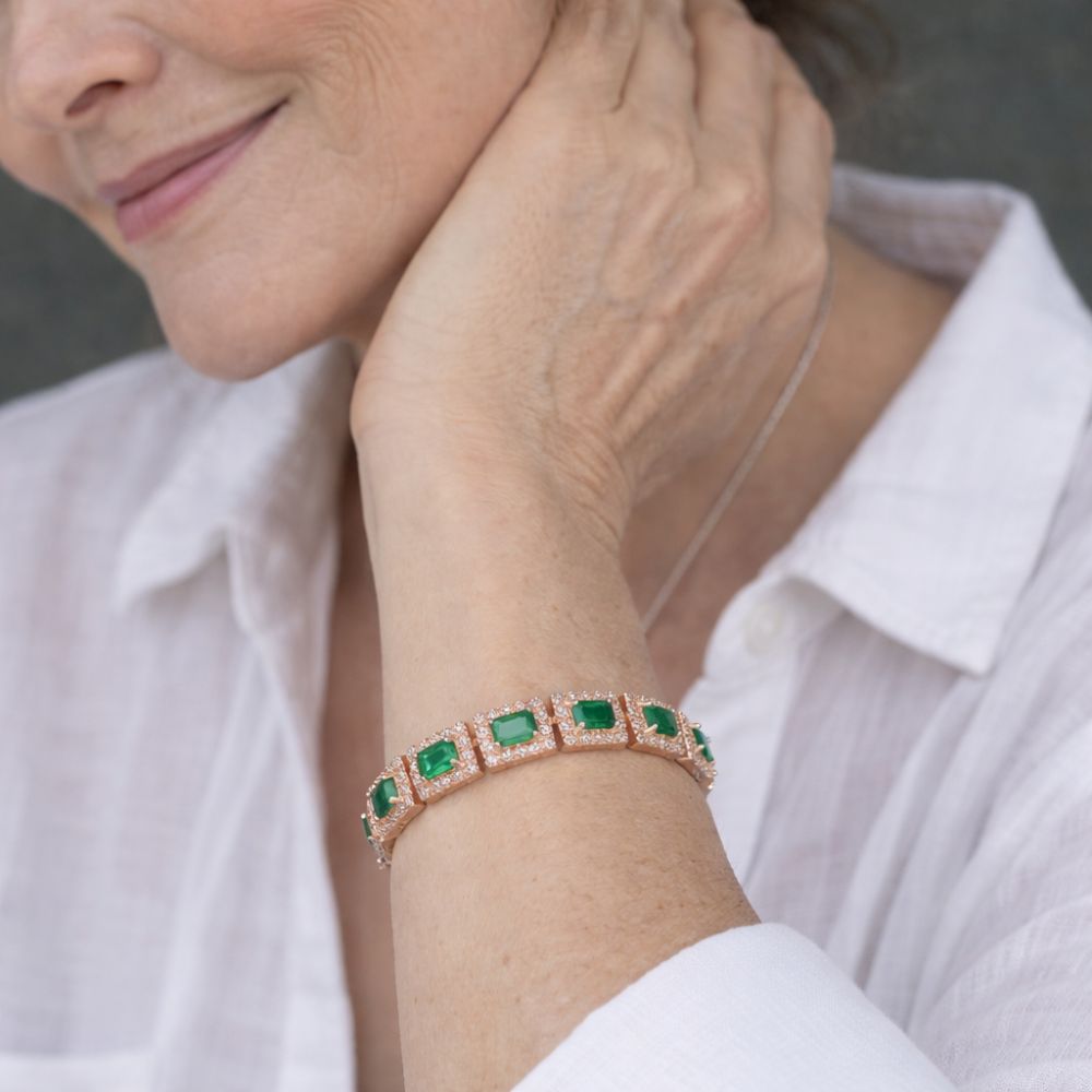 Emerald Green Statement Gold Bracelet 1