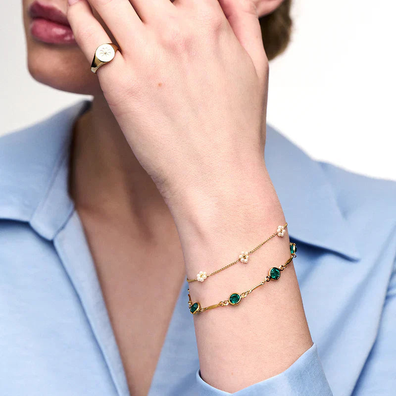 Emerald Link Chain Bracelet | Gold 1