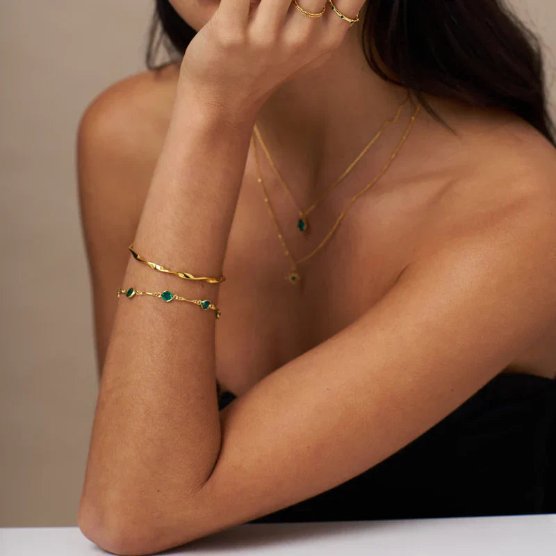 Emerald Link Chain Bracelet | Gold 2