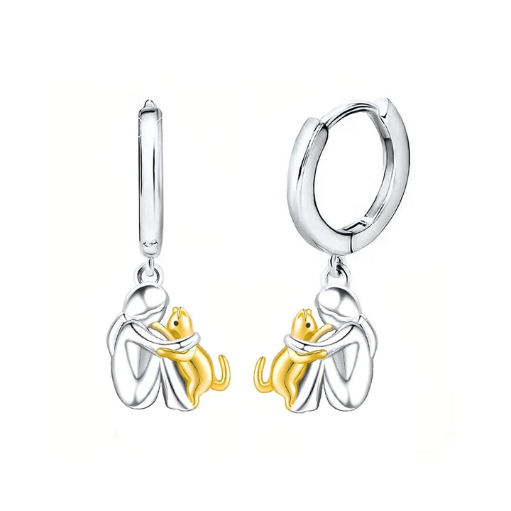 Fashion Two Tone Little Girl and Dog Earrings For Women Dog Mom Earrings Animal Puppy Jewelry 10