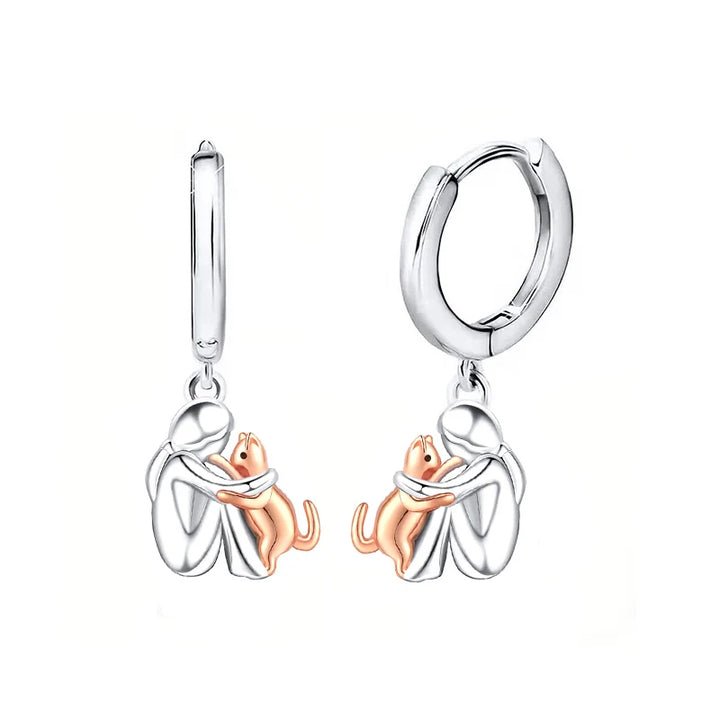 Fashion Two Tone Little Girl and Dog Earrings For Women Dog Mom Earrings Animal Puppy Jewelry 12