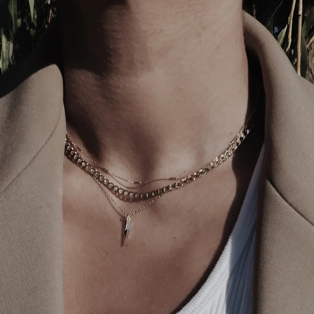 Flat Link Curb Chain Necklace | Gold 2