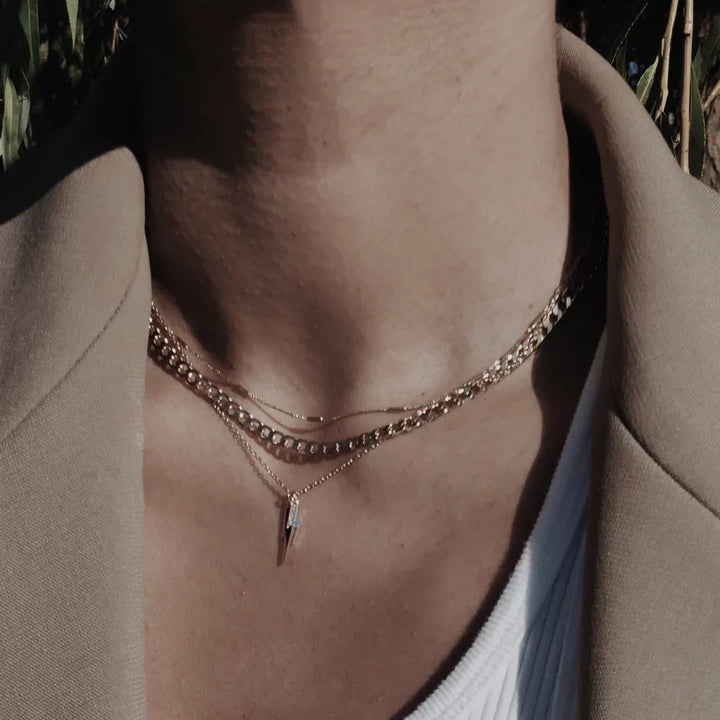 Flat Link Curb Chain Necklace | Gold 2