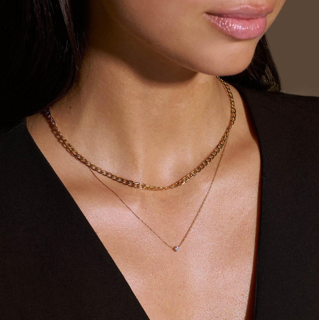 Flat Link Curb Chain Necklace | Gold 3