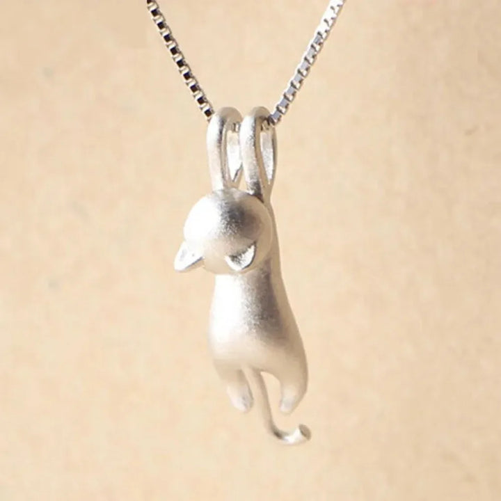 Funny Girls Cute Animal Jewelry High Quality Fashion Cartoon Cat 925 Sterling Silver Color Necklaces for Women Pendant Jewellry 1
