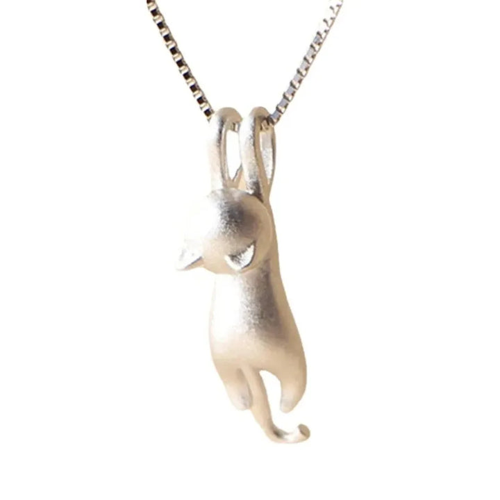 Funny Girls Cute Animal Jewelry High Quality Fashion Cartoon Cat 925 Sterling Silver Color Necklaces for Women Pendant Jewellry 2