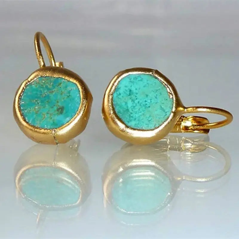 Gold Earrings with Turquoise Stone 0