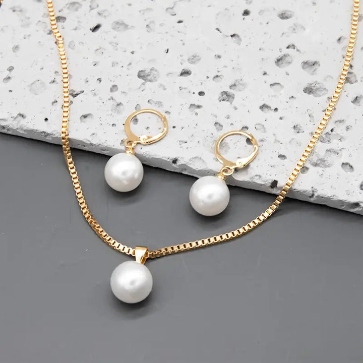 Golden Grace Pearl Jewelry Set | Gold 0