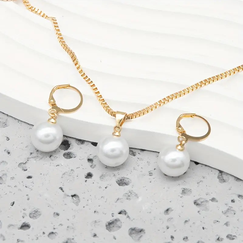 Golden Grace Pearl Jewelry Set | Gold 2