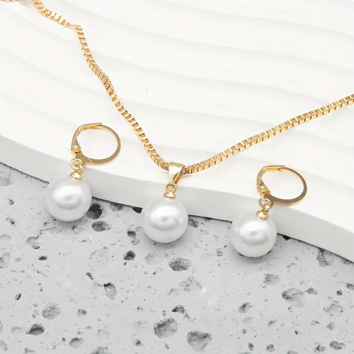 Golden Grace Pearl Jewelry Set | Gold 2