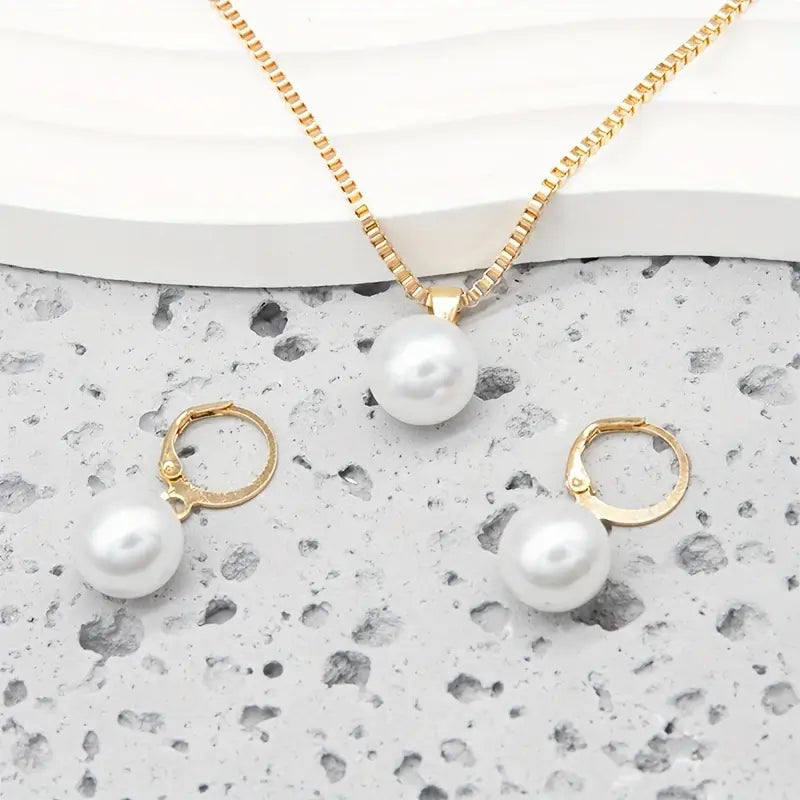 Golden Grace Pearl Jewelry Set | Gold 3